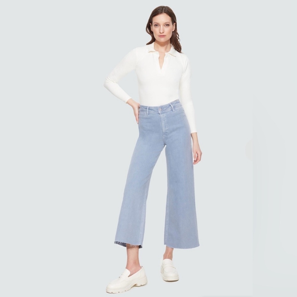 NWT Black Tape Women’s Lia Super High Rise Wide Leg Crops Pastel Blue Wash 29